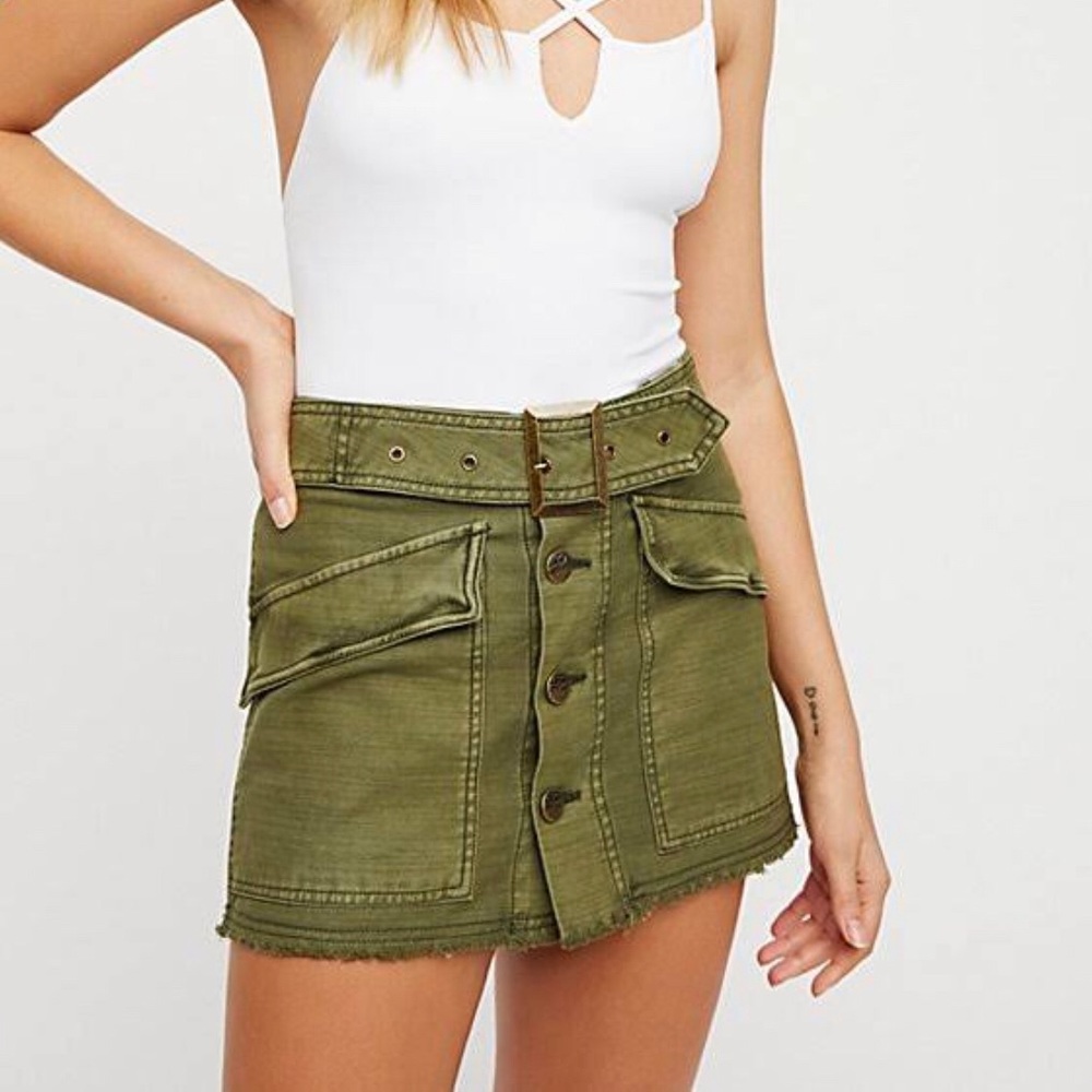 Free People Hanging On Tight Skirt Moss Size 0 NWT